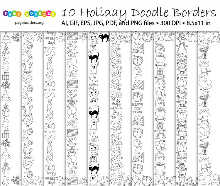 Holiday Doodle Border Bundle